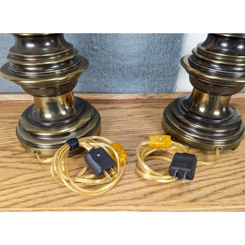 Vintage Westwood Industries Brass Stiffel Style Table Lamps Pair Hollywood Glam